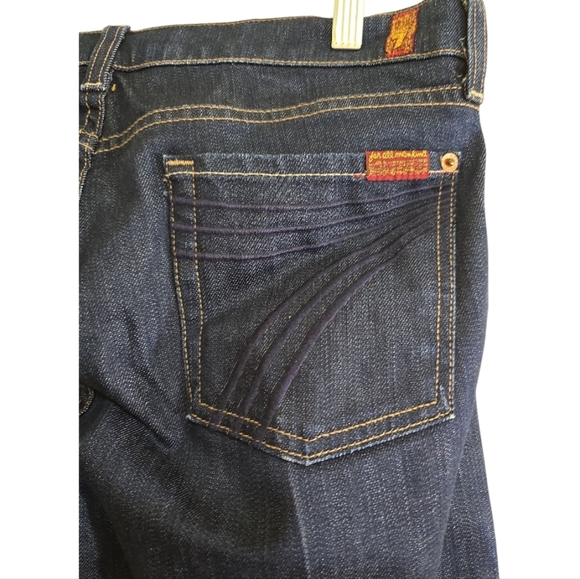 Seven For All Mankind Dojo Jeans Dark Wash Wide Leg Denim Size 30 Low/Mid Rise - Picture 6 of 8